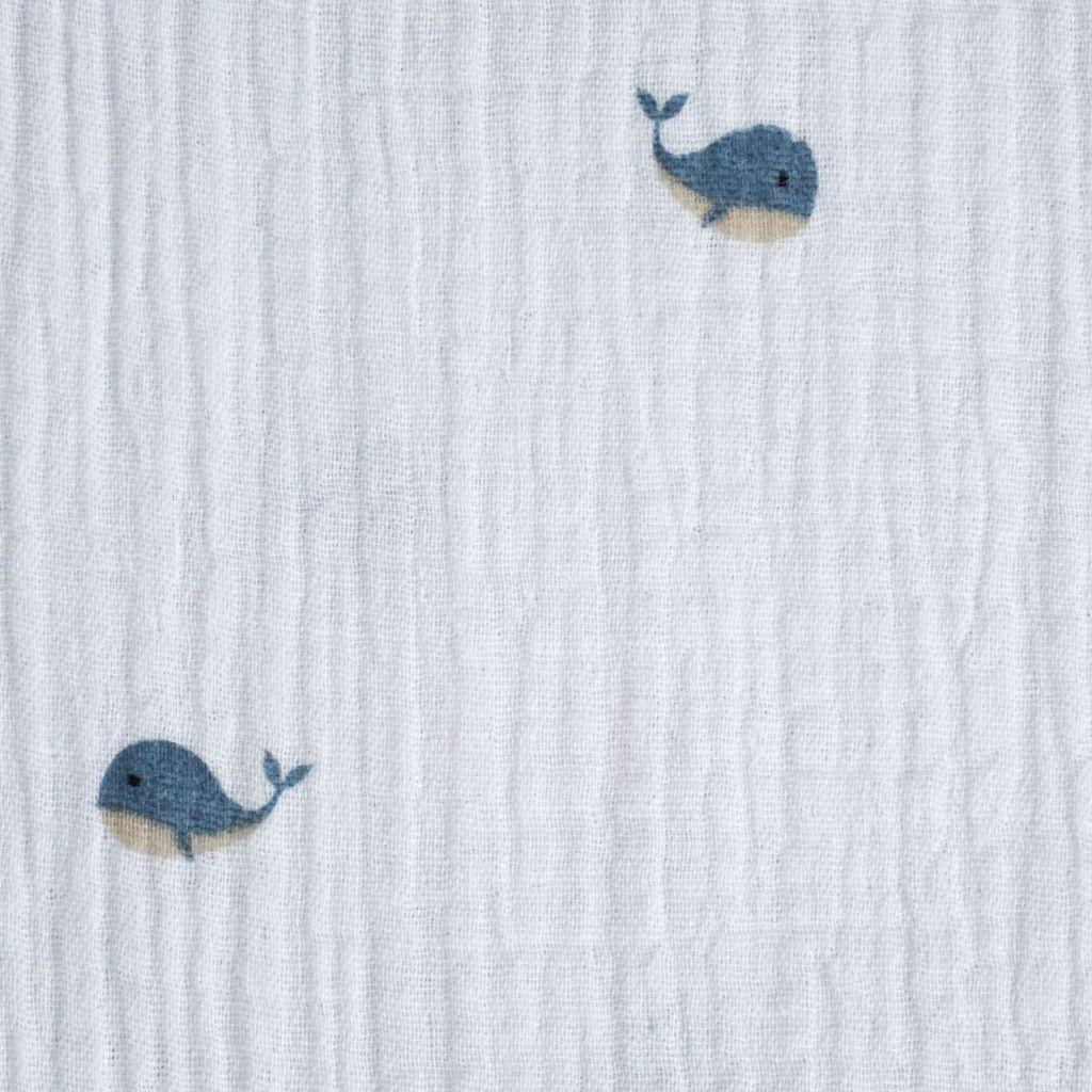 Musselin Double Gauze kleine Wale blau ecru